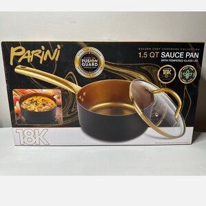 New Parini Golden Chef 1.5 Quart Sauce Pan Tempered Lid